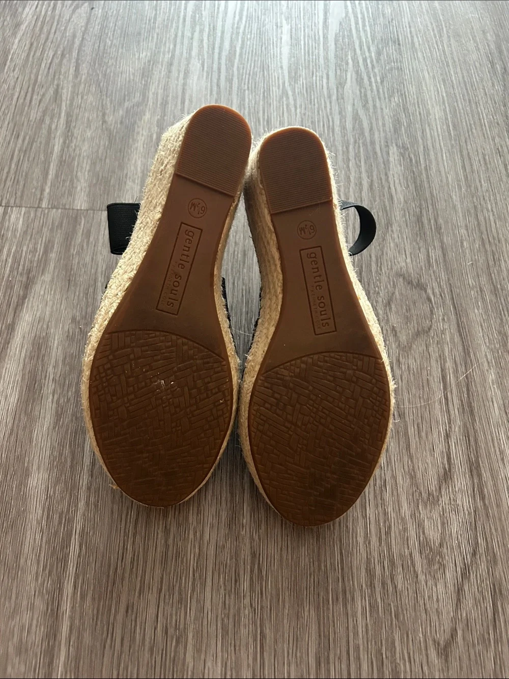 Gentle Souls Women's Black Suede Espadrille Slingback Sandals size 6.5